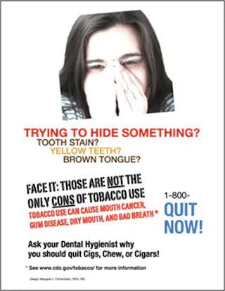 tobacco cessation dental hygiene Smoking's Oral Health Risks and Quitting Benefits Tobacco cessation posters for dental