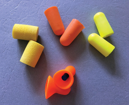 A variety of foam and molded earplugs.