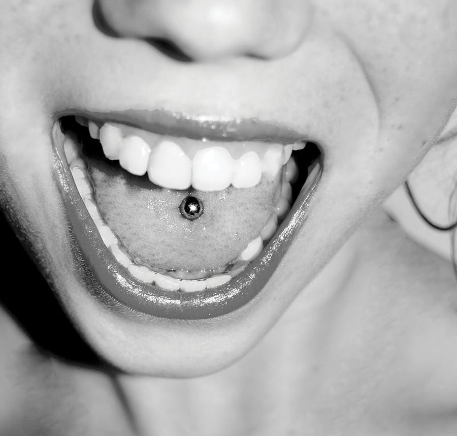 Black tongue piercing deals