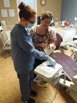 A student trains at the clinic.