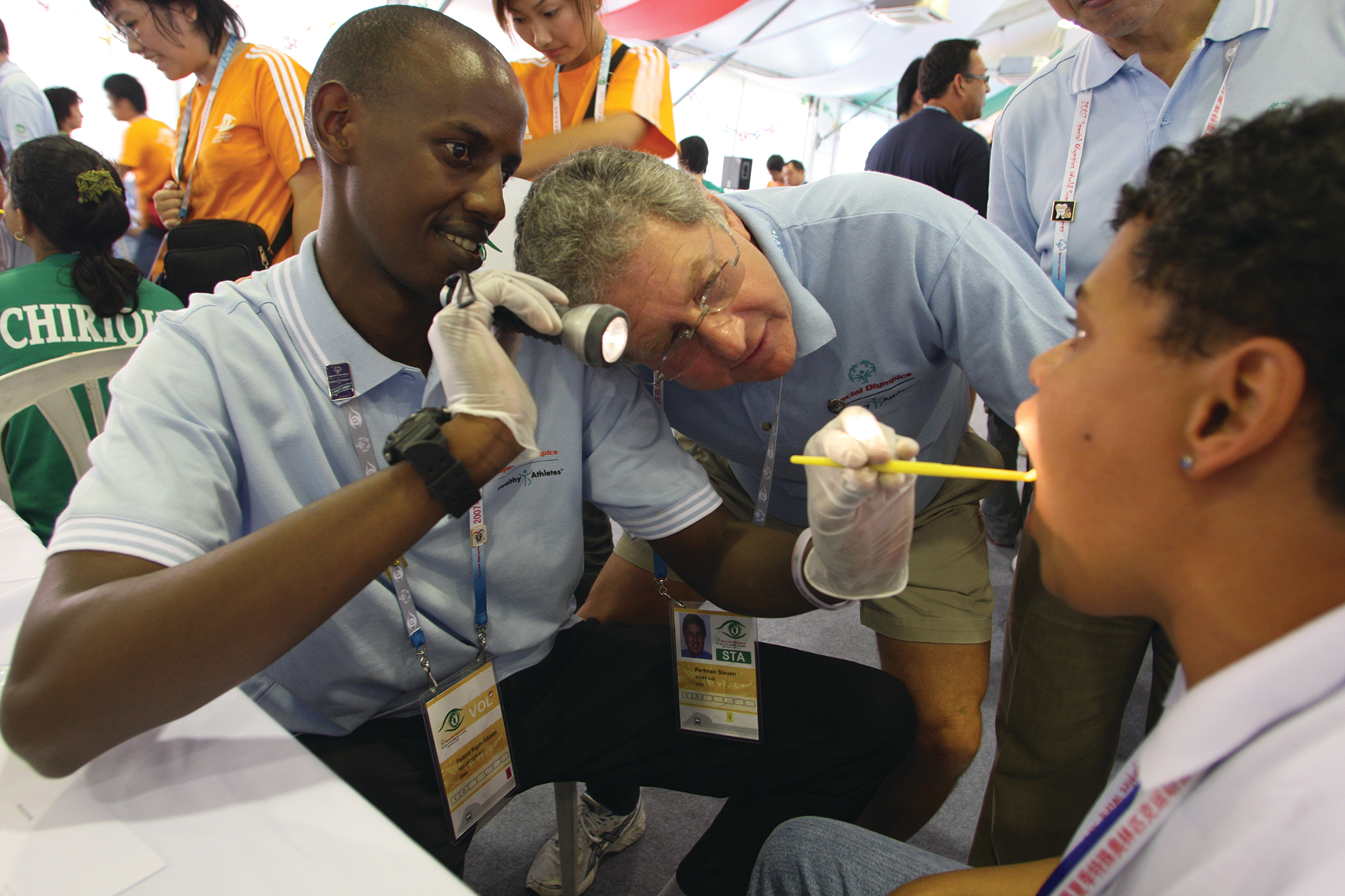 Figure 1: Treating a patient at the Special Olympics