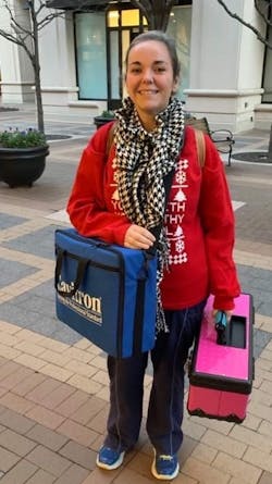 Super guest hygienist, Kelly, on the road again with her famous pink toolbox