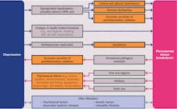 Figure 2: Review of reported results related to the biological and psychosocial mechanisms underlying the depression-periodontal disease bidirectional connection Figure 2: Review of reported results related to the biological and psychosocial mechanisms underlying the depression-periodontal disease bidirectional connection