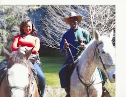 Sonya Dunbar enjoys horseback riding with her husband. Sonya Dunbar enjoys horseback riding with her husband.