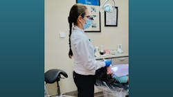 Katrina Klein, RDH, demonstrates how to wear the ErgoPrism loupes. Katrina Klein, RDH, demonstrates how to wear the ErgoPrism loupes.