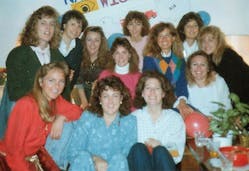 Some of the hygienists in 1989 with &apos;our fantastic &apos;80s perms,&apos; Nancy said.