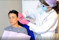 Figure 1: Examine the skin of the head and neck, the ears, nose, scalp, part in the hair, and hairline for any skin abnormalities that may require referral to a dermatologist. Figure 1: Examine the skin of the head and neck, the ears, nose, scalp, part in the hair, and hairline for any skin abnormalities that may require referral to a dermatologist.