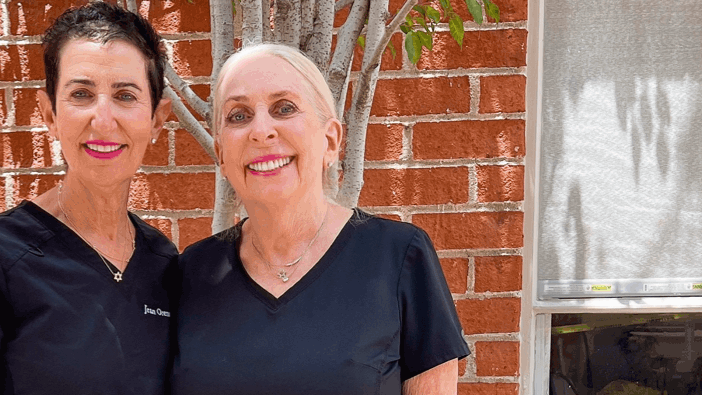 Jean, left, and Shirley today