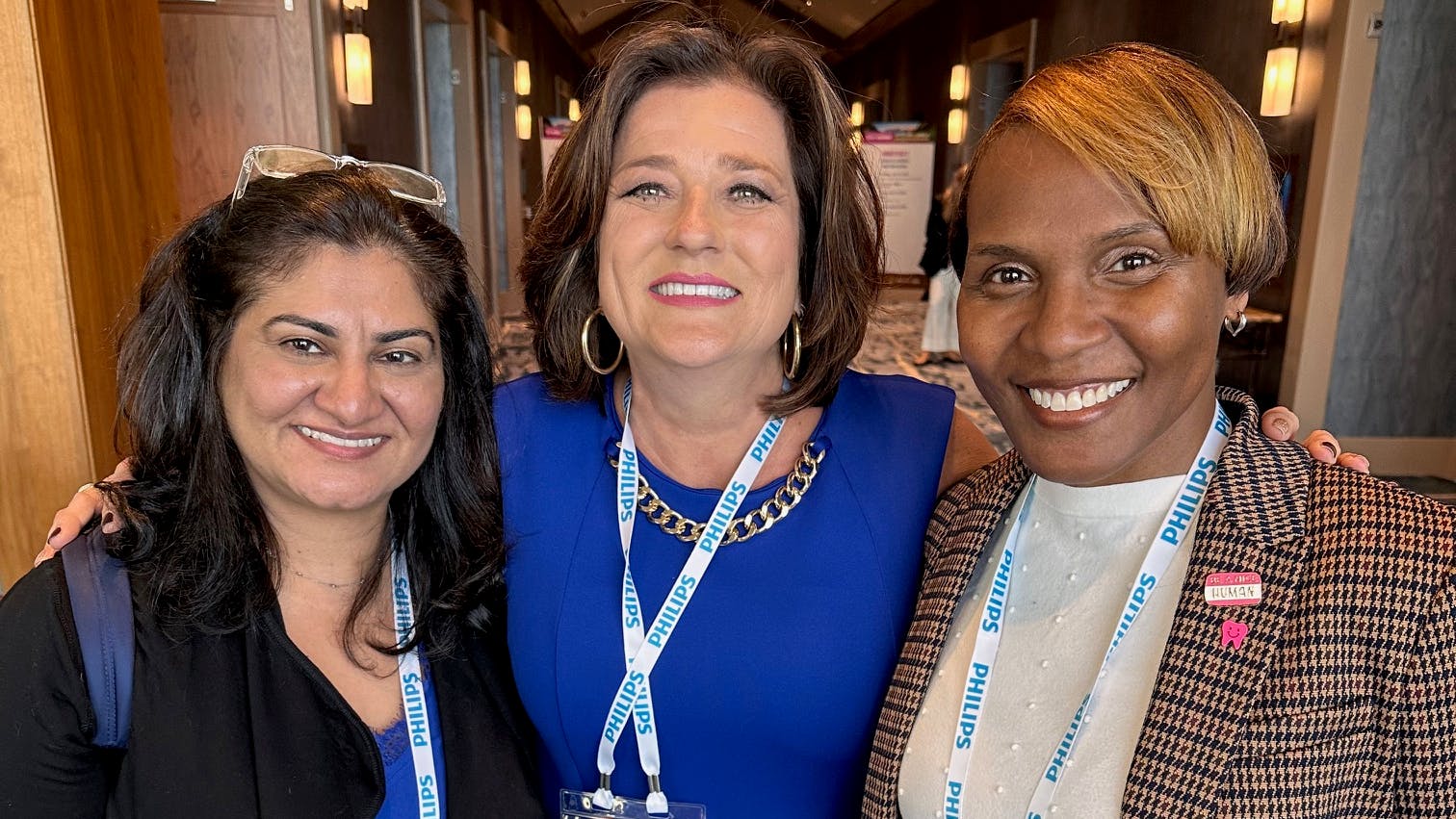 Toni Meyerkord, right, with Shreeti Ruparelia, left, and Barbara Tritz
