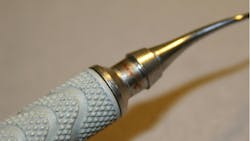 Figure 5: Corrosion—due to processing of dissimilar metals and steel quality differences, retipped instruments can have a different rate of oxidation. Figure 5: Corrosion—due to processing of dissimilar metals and steel quality differences, retipped instruments can have a different rate of oxidation.