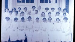 First graduating class of Fones School of Dental Hygiene 1914. Dr. Alfred Fones is in the center of the photo with Irene Newman on his right (blond woman) and his wife Elizabeth on his left. First graduating class of Fones School of Dental Hygiene 1914. Dr. Alfred Fones is in the center of the photo with Irene Newman on his right (blond woman) and his wife Elizabeth on his left.