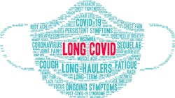 illustration of a COVID mask with various symptoms illustration of a COVID mask with various symptoms