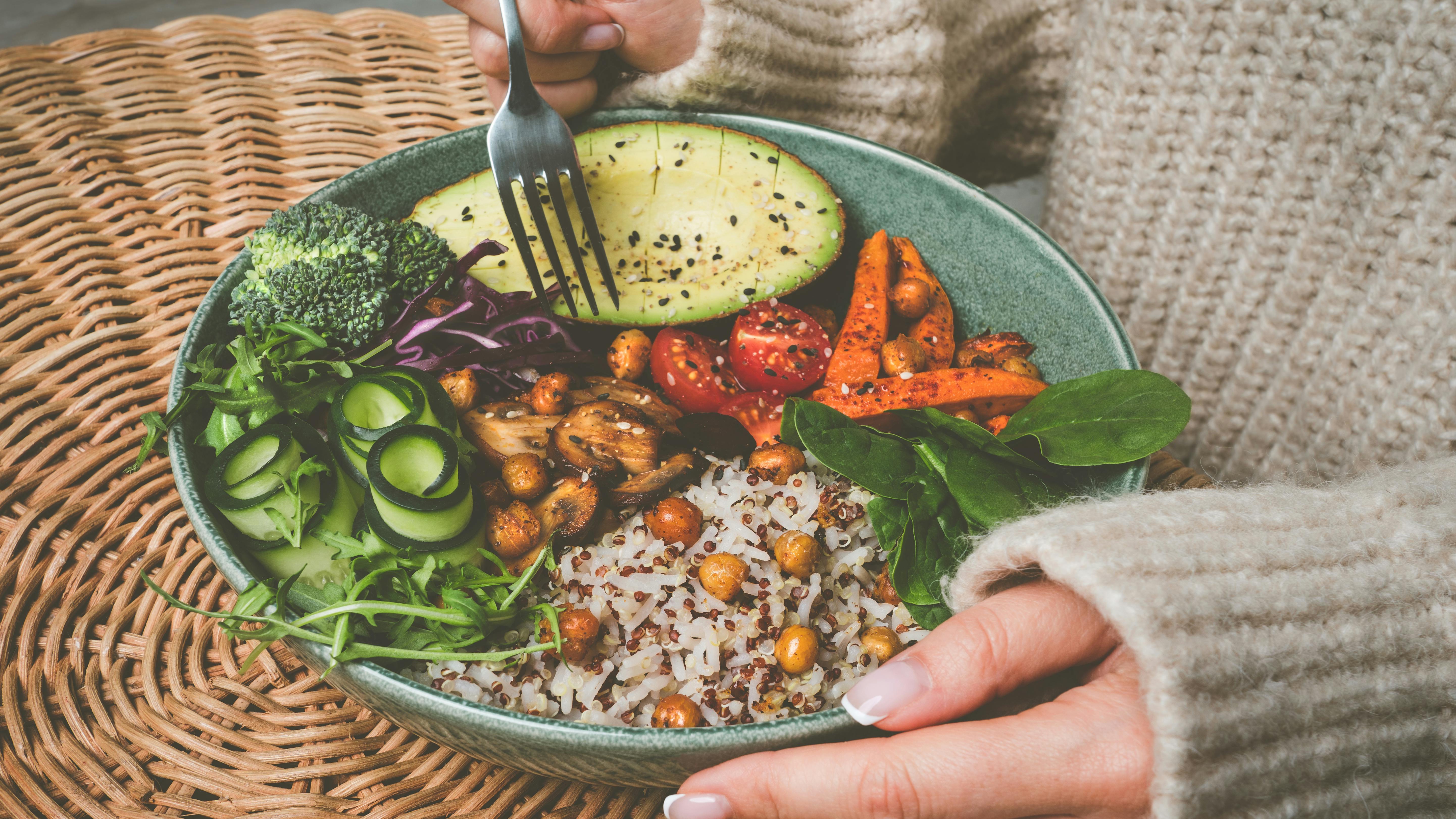 woman eating healthy food